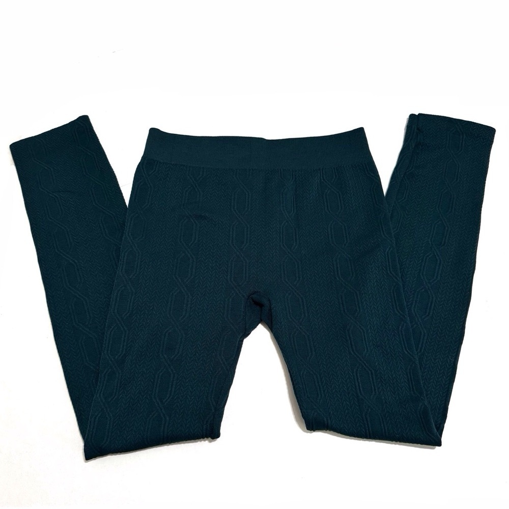 Rue21 Fleece Lined Leggings in Green Size Small Medium Knit-Effect